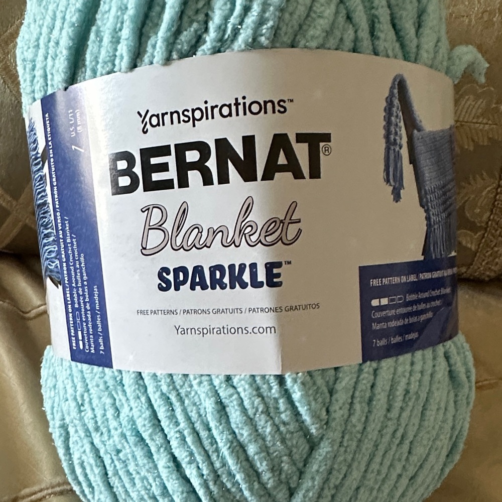 Bernat Blanket Sparkle Yarn - Aqua Sparkle 2 left